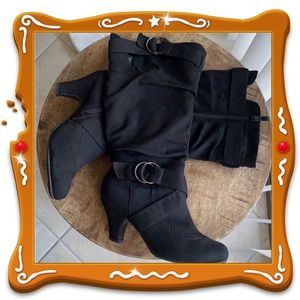 Low Heel Buckle Calf Boots